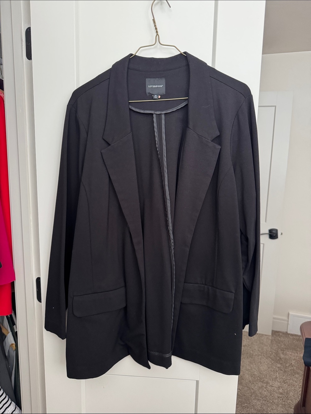 Women's Black Open Boyfriend Blazer Jacket